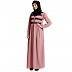 Casual collared abaya with lacework- Baby Pink Casual collared abaya with lacework- Baby Pink